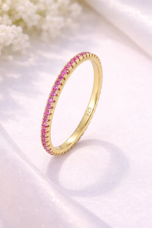 MIORA 925 Sterling Silver Slim-Eternity Zirconia Ring