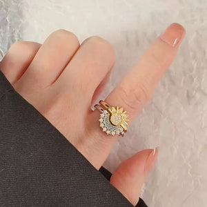 MIORA 925 Sterling Silver Sun-Moon Zirconia Ring - image 2