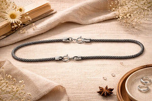 MIORA 925 Sterling Silver Textured Rope Anklet