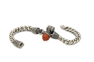 MIORA 925 Sterling Silver Tribal-Beaded Rudraksha Bracelet