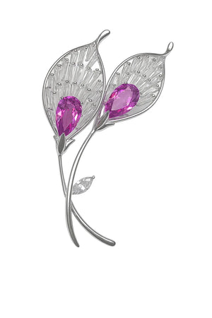 MIORA 925 Sterling Silver Twin-Blossom Zirconia Brooch