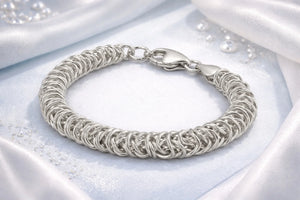 MIORA 925 Sterling Silver Velor Mesh Bracelet