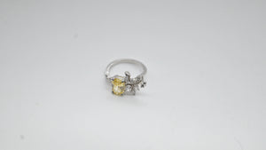 MIORA 925 Sterling Silver Yellow-Cushion-Cut Zirconia Ring - image 3