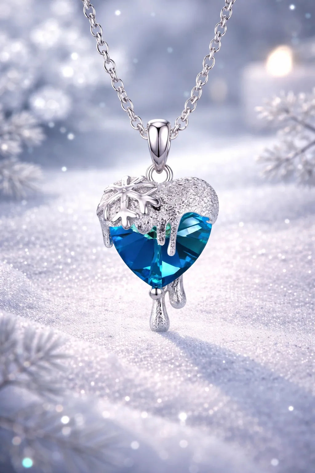 Blue Frosted Heart NECKLACE