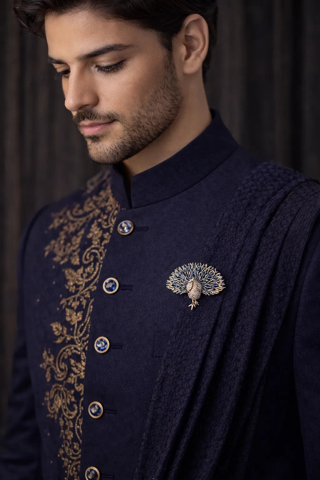 Colored Peacock Brooch