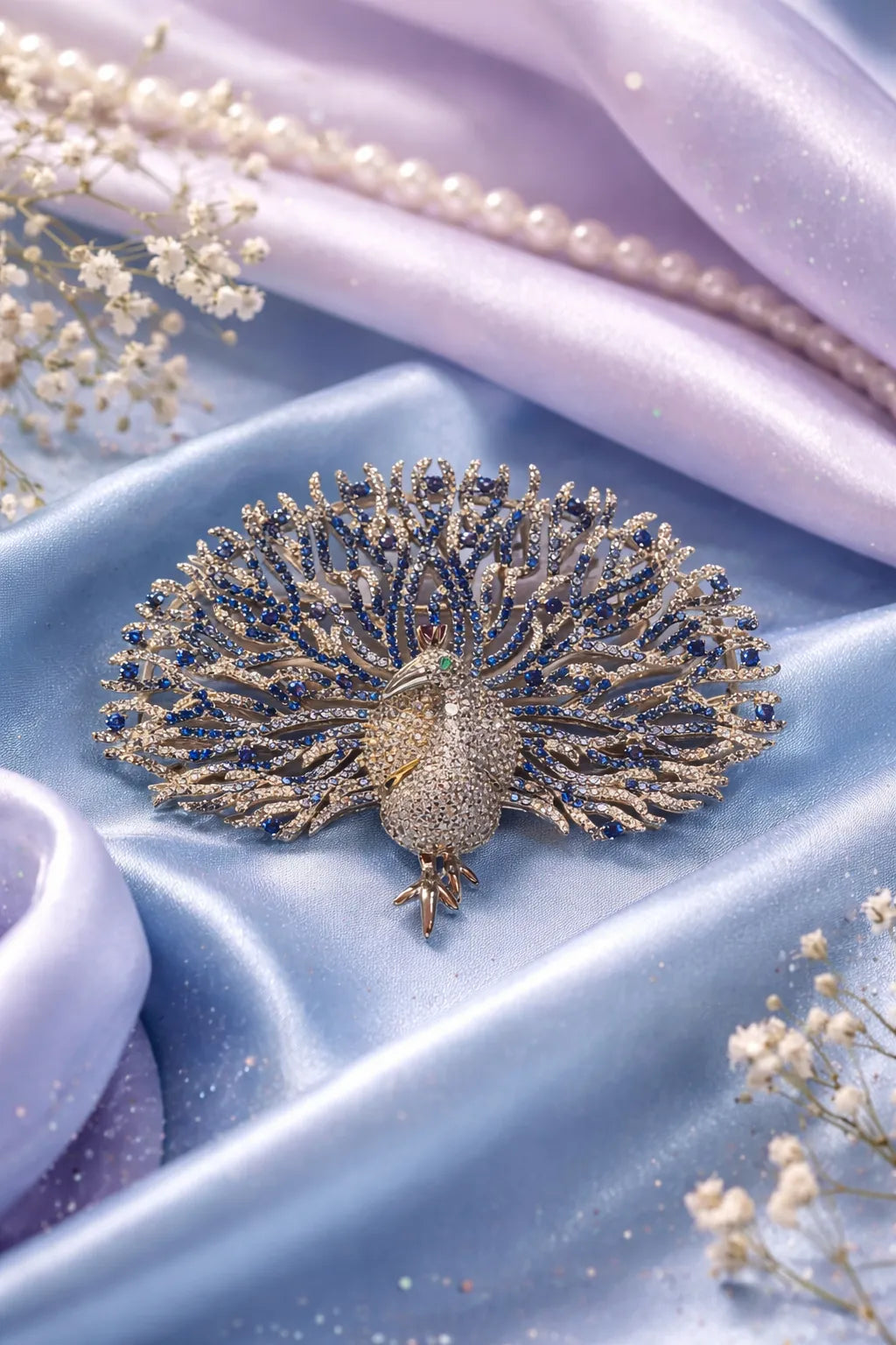 Colored Peacock Brooch