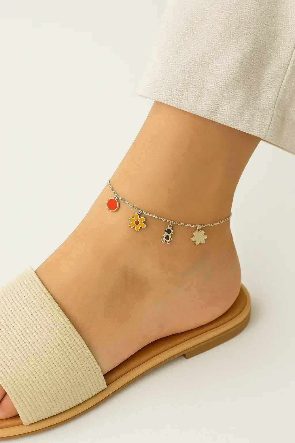 flower & heart design Anklet