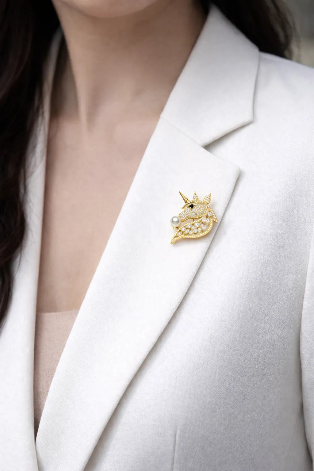 Golden Unicorn Brooch