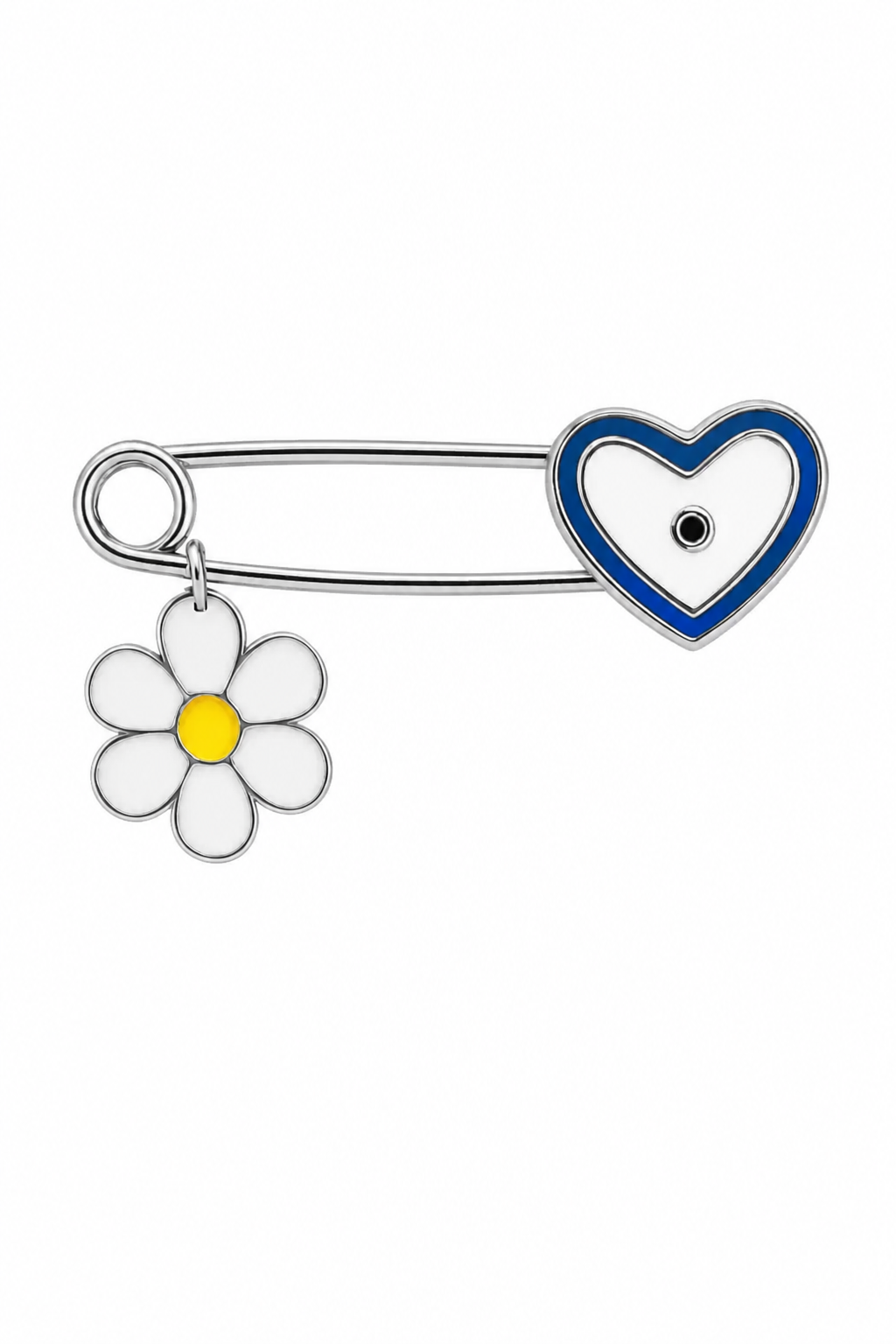 Blue Heart & Daisy Charm Lapel Pin