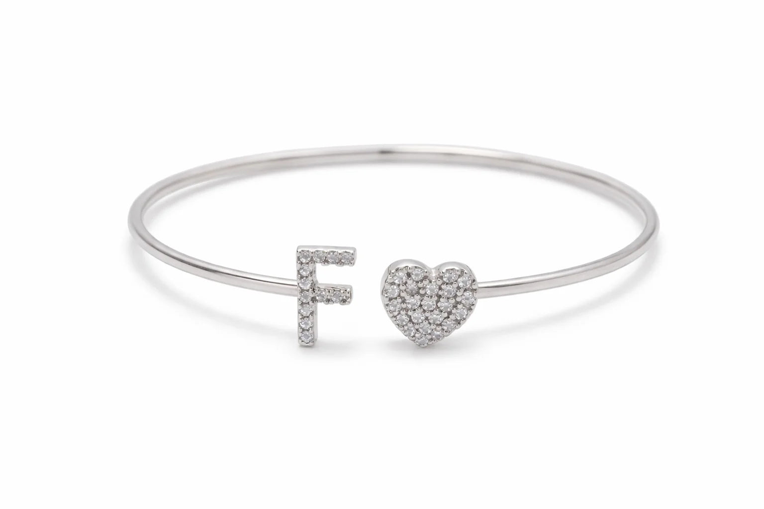 F Initial Heart Bracelet