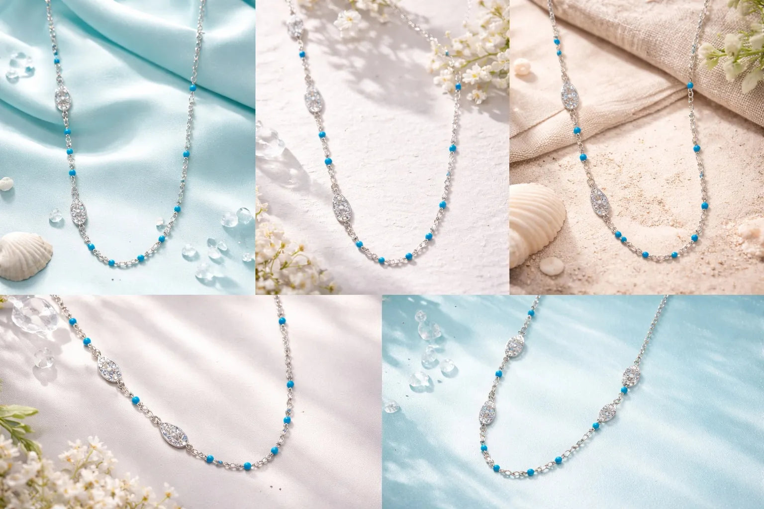 Beaded Shell & Drop Necklace