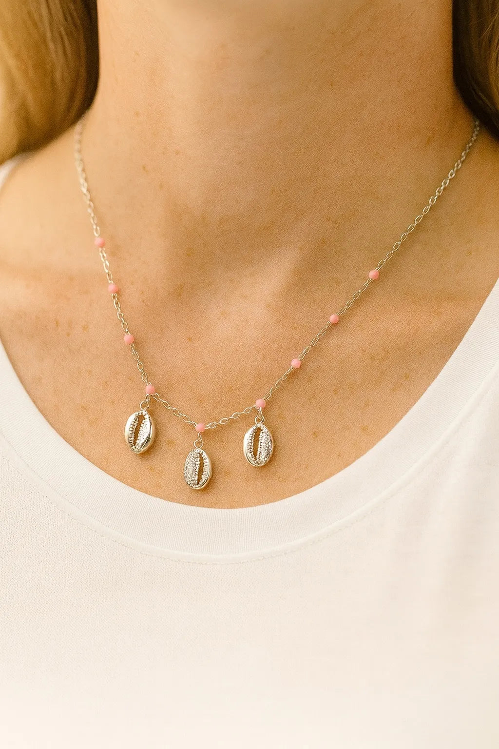 Beaded Shell & Drop Necklace