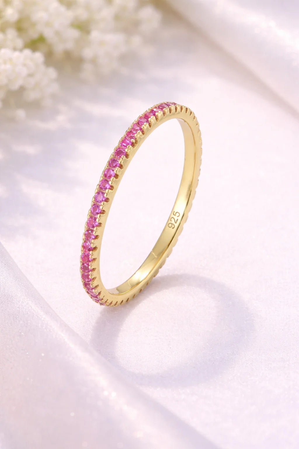 Slim Eternity Band with Pink Zircon