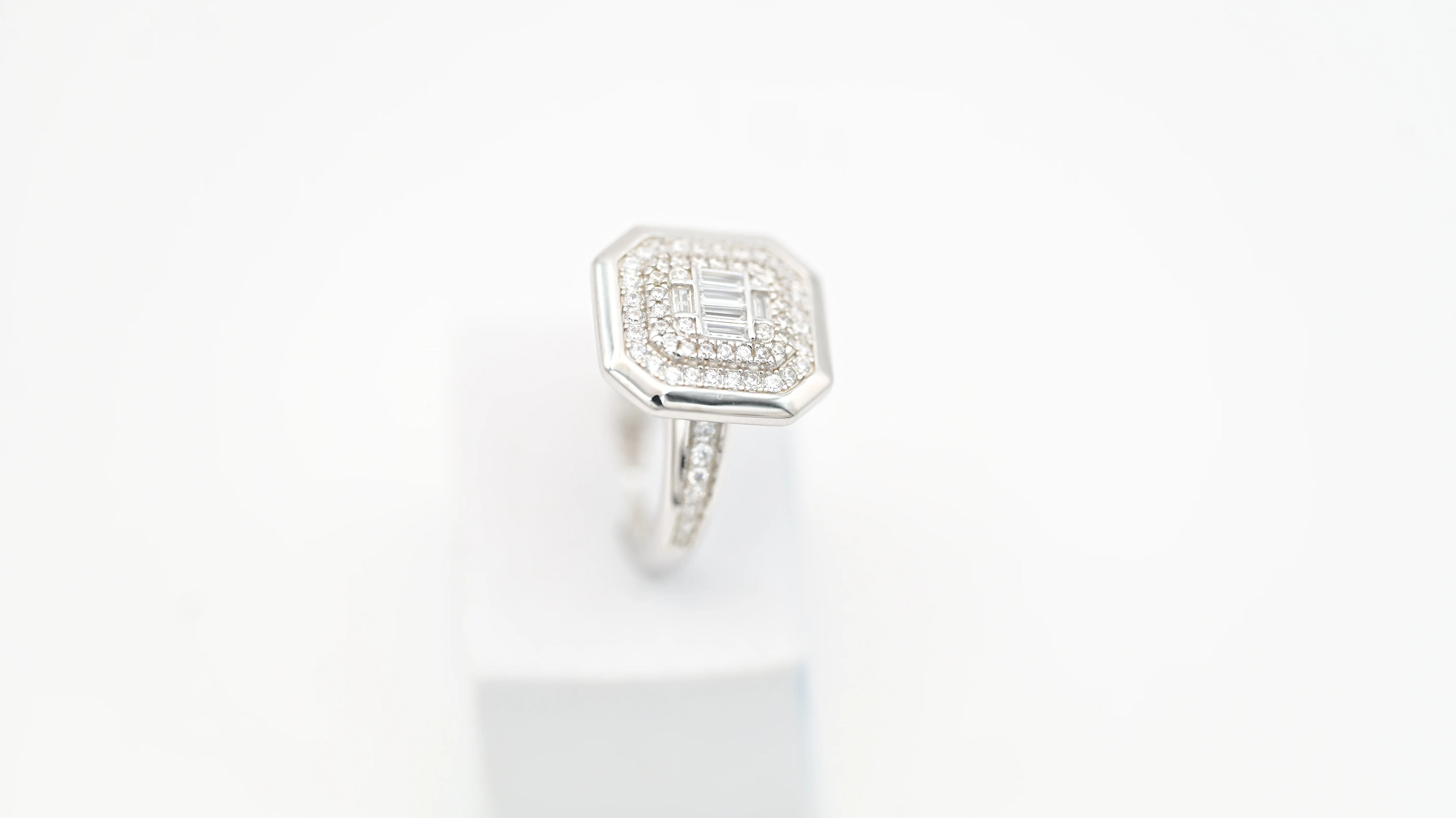 Octagon Baguette Cocktail Ring | Swiss Zirconia, Statement Design