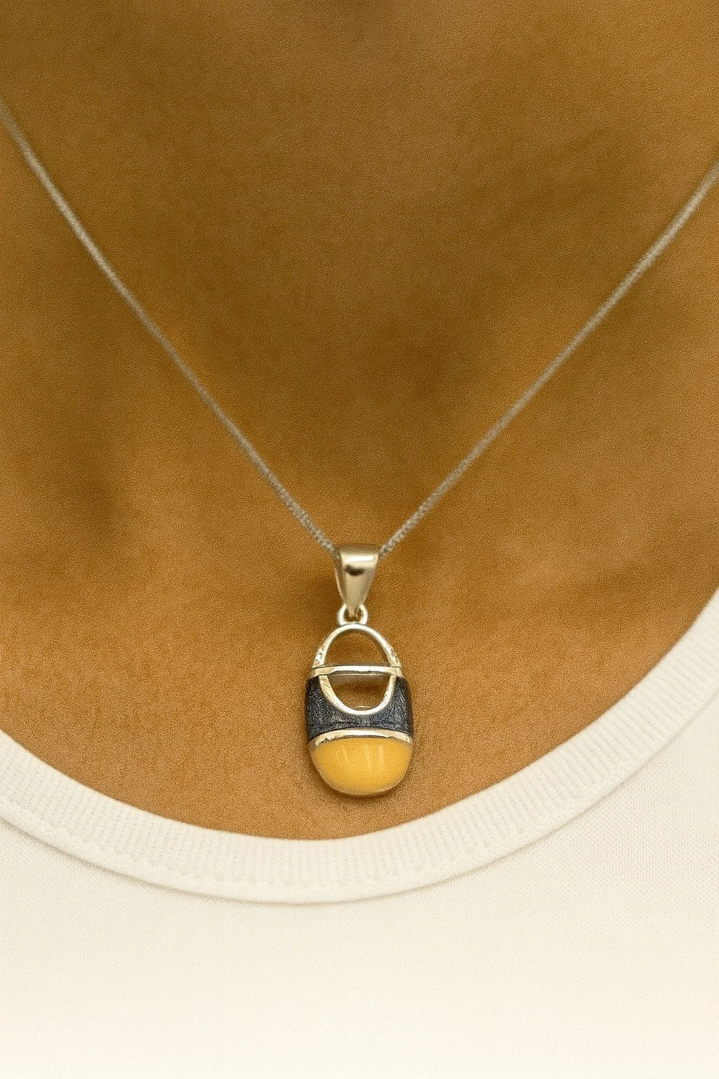 Oval Enamel Pendant