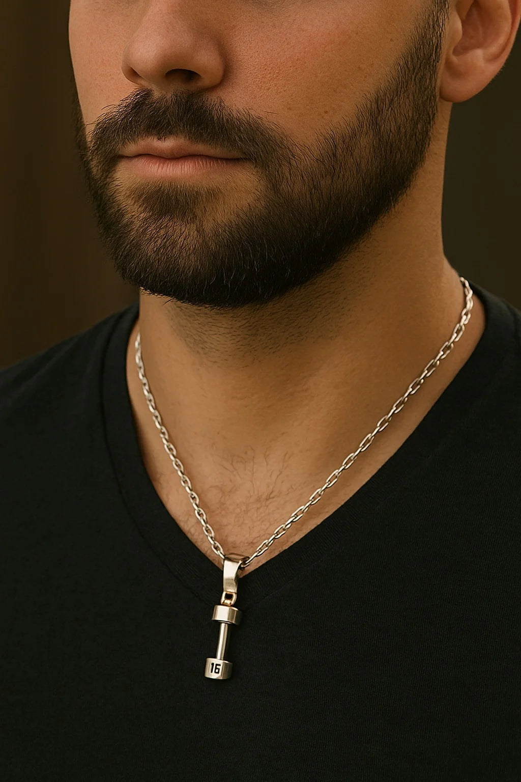 Silver Dumbbell Pendant