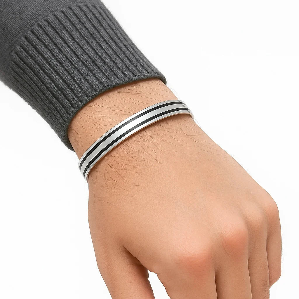Men's black line stylish kada Bracelet