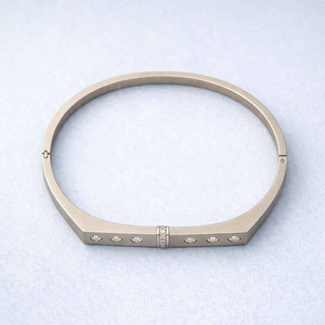 Diamond - Accented Geometric - Modern Hinged Designer Bracelet