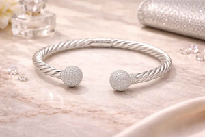 Twisted Cable Open Bangle Bracelet
