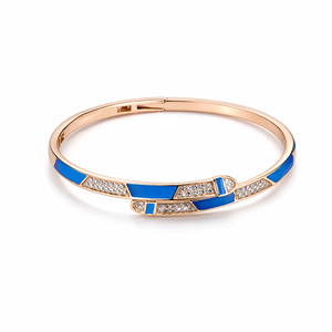 Blue Enamel Open Cuff Bracelet - Miora