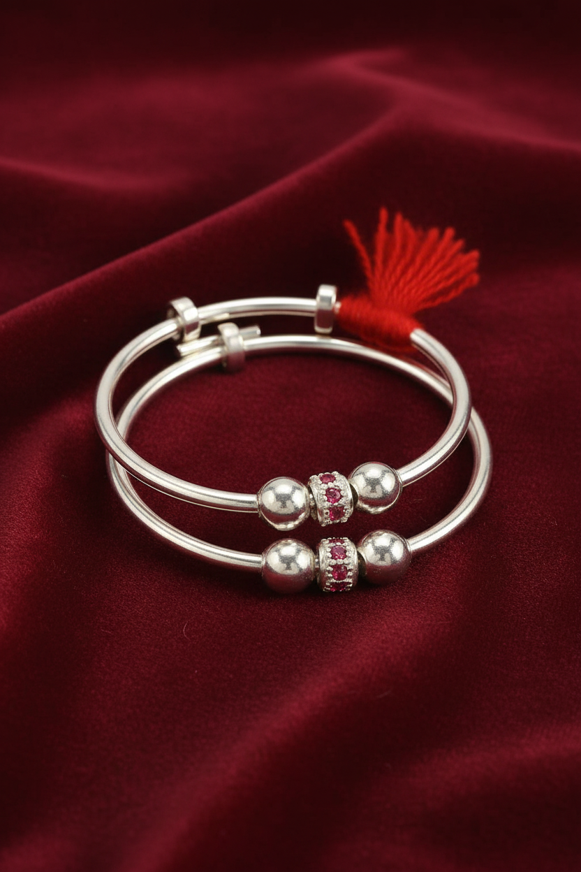 Adjustable Traditional Beaded Kada (Red & Green Variants)