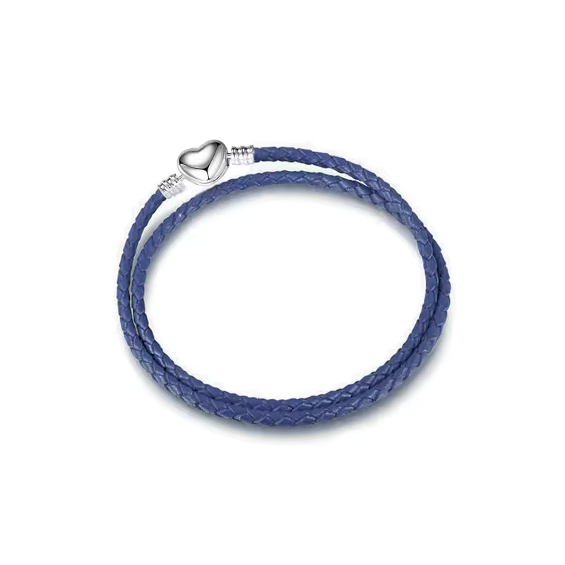 Braided Leather Wrap Bracelet Blue - Miora