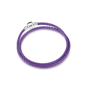 Braided Leather Wrap Bracelet Blue - Miora