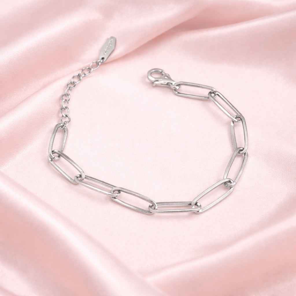 Paperclip Link Chain Bracelet Silver