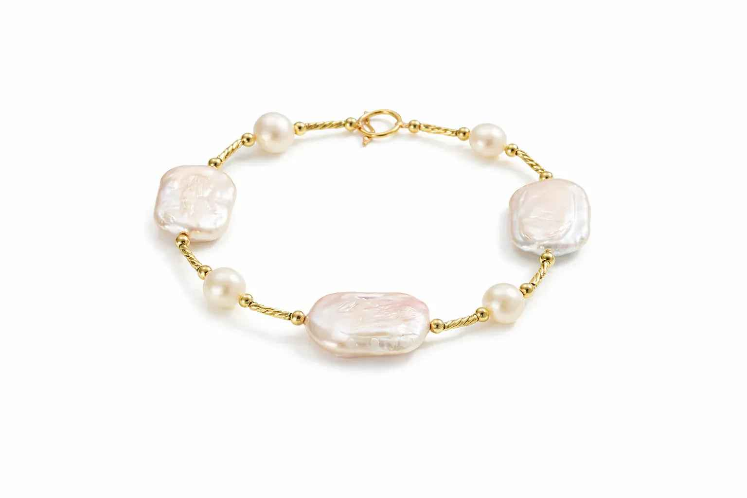 Baroque Pearl & Gold Plated Link Bracelet