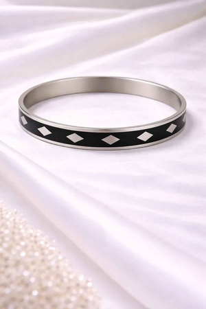 Men's Black Enamel Geometric Kada