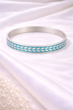 Men's Blue Enamel Chevron Bangle