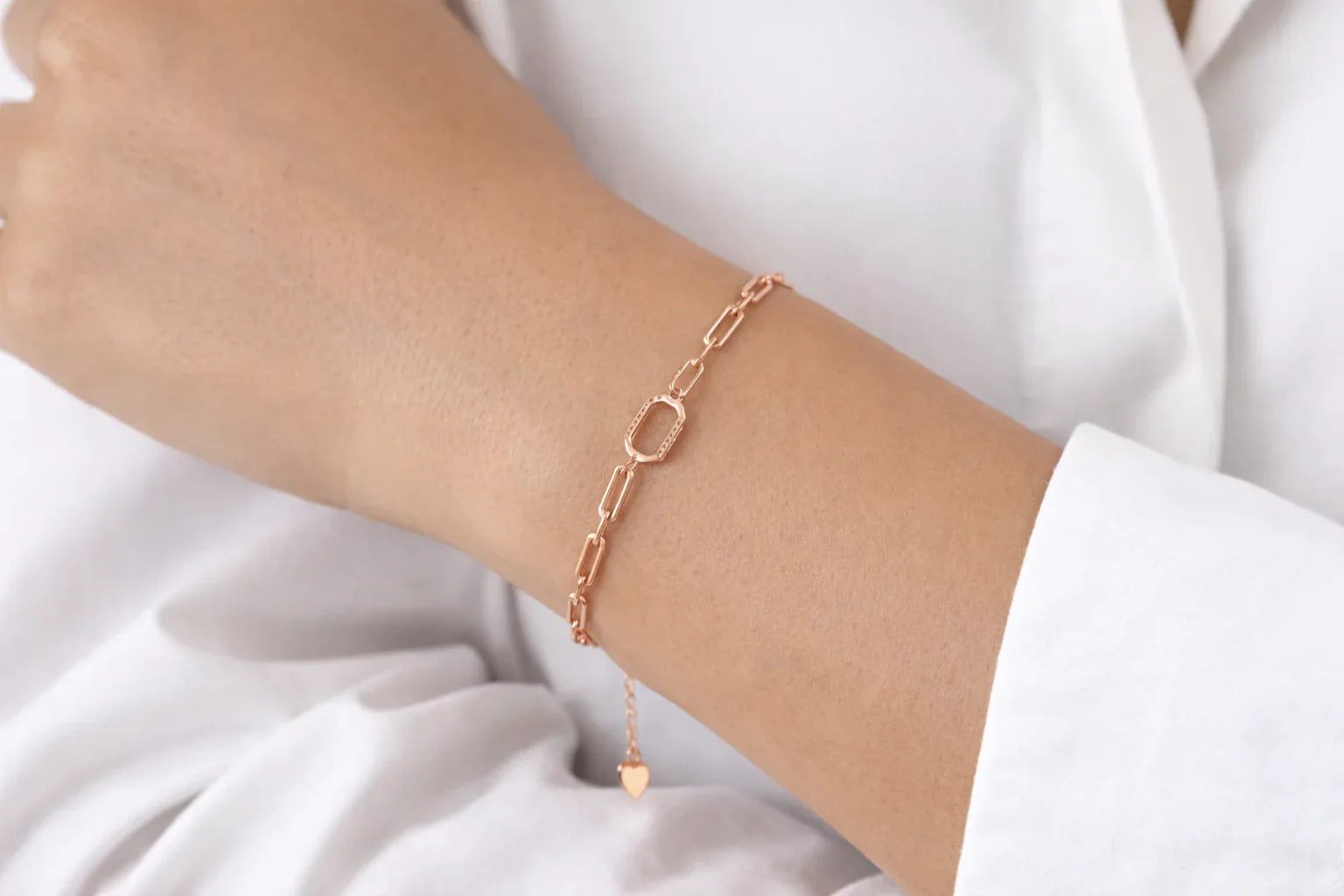 Ceramic Link Bracelet - White - Miora