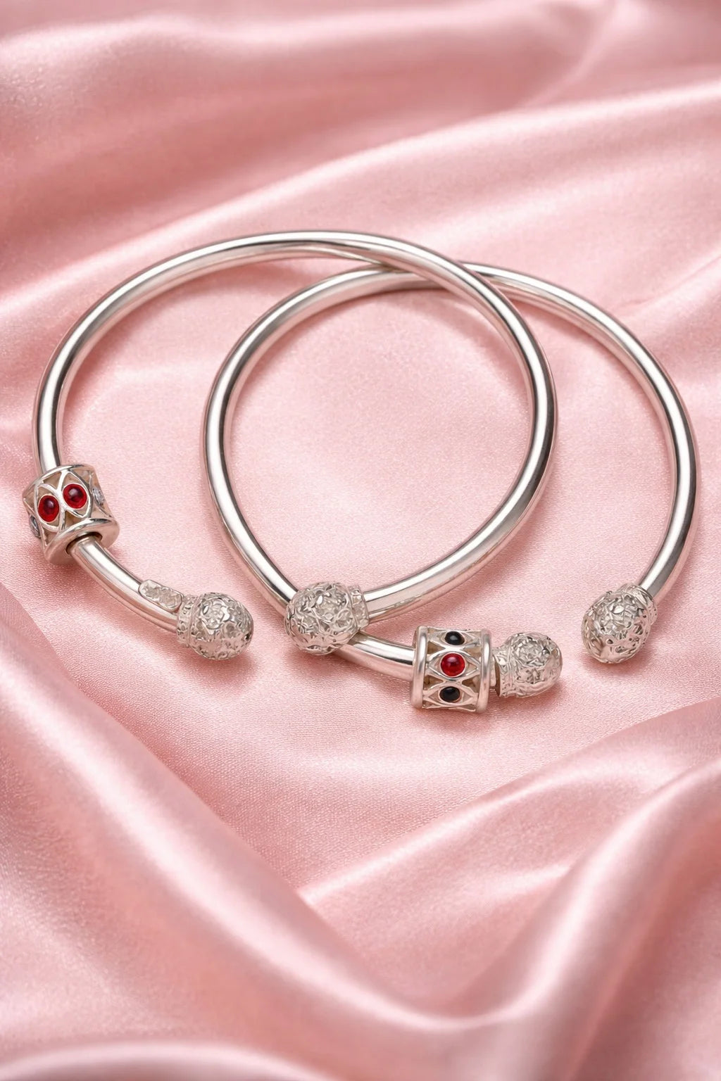Open Cuff Kada with Gemstone Detailing