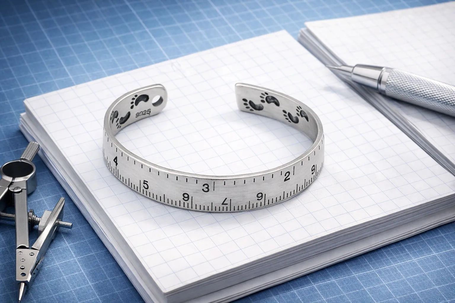 Ruler-Design Open Cuff Bracelet for Men