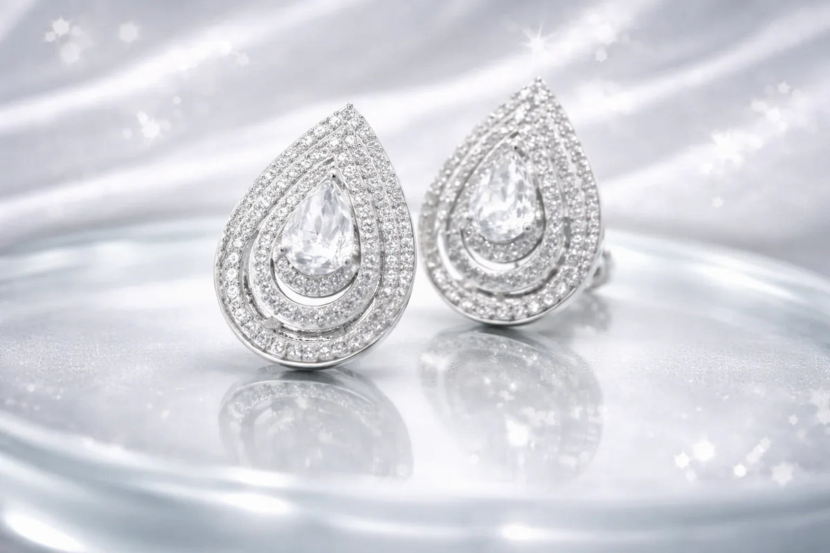 Pear Drop Halo Earrings - Miora