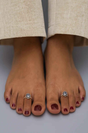 Beaded Oval Adjustable Toe Rings