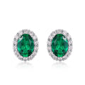 Emerald Halo Stud Earrings
