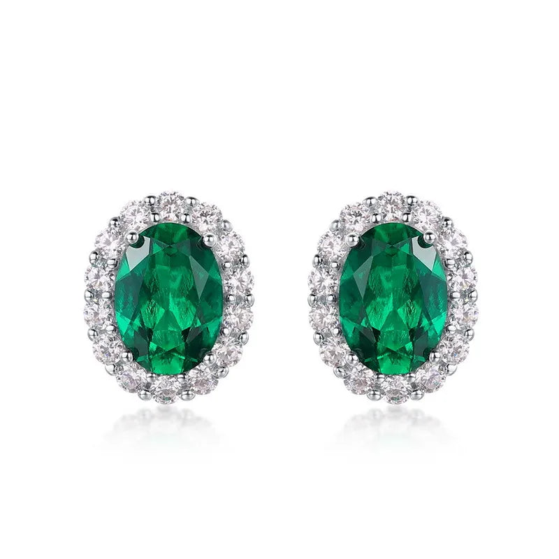 Emerald Halo Stud Earrings