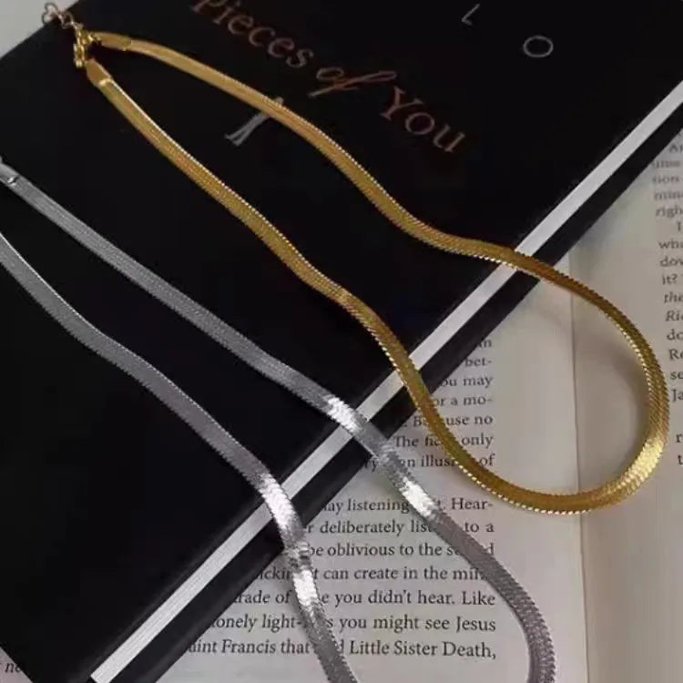 Sleek Flat Snake Chain Necklace