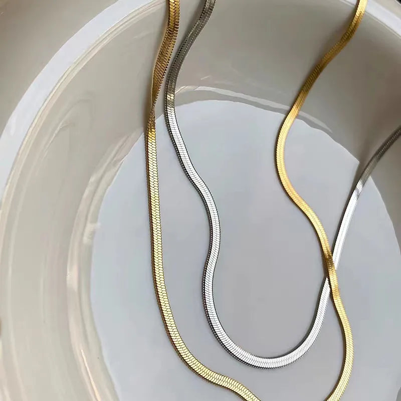 Sleek Flat Snake Chain Necklace