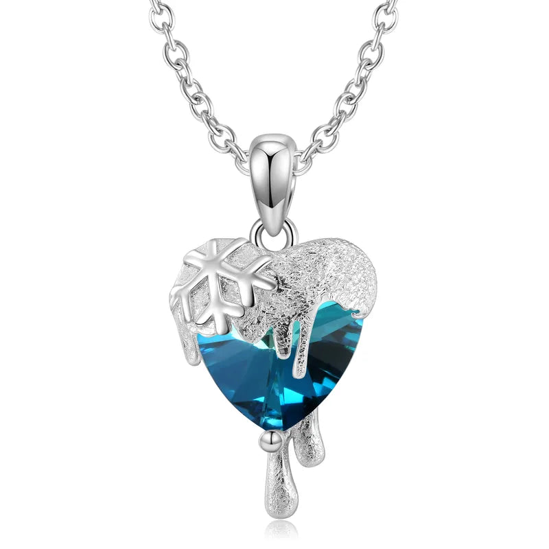 Blue Frosted Heart Necklace