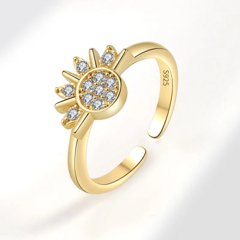 Sun & Moon Dual Zircon Ring Set