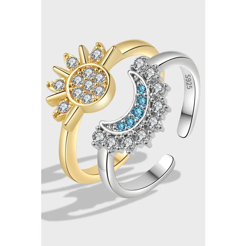 Sun & Moon Dual Zircon Ring Set