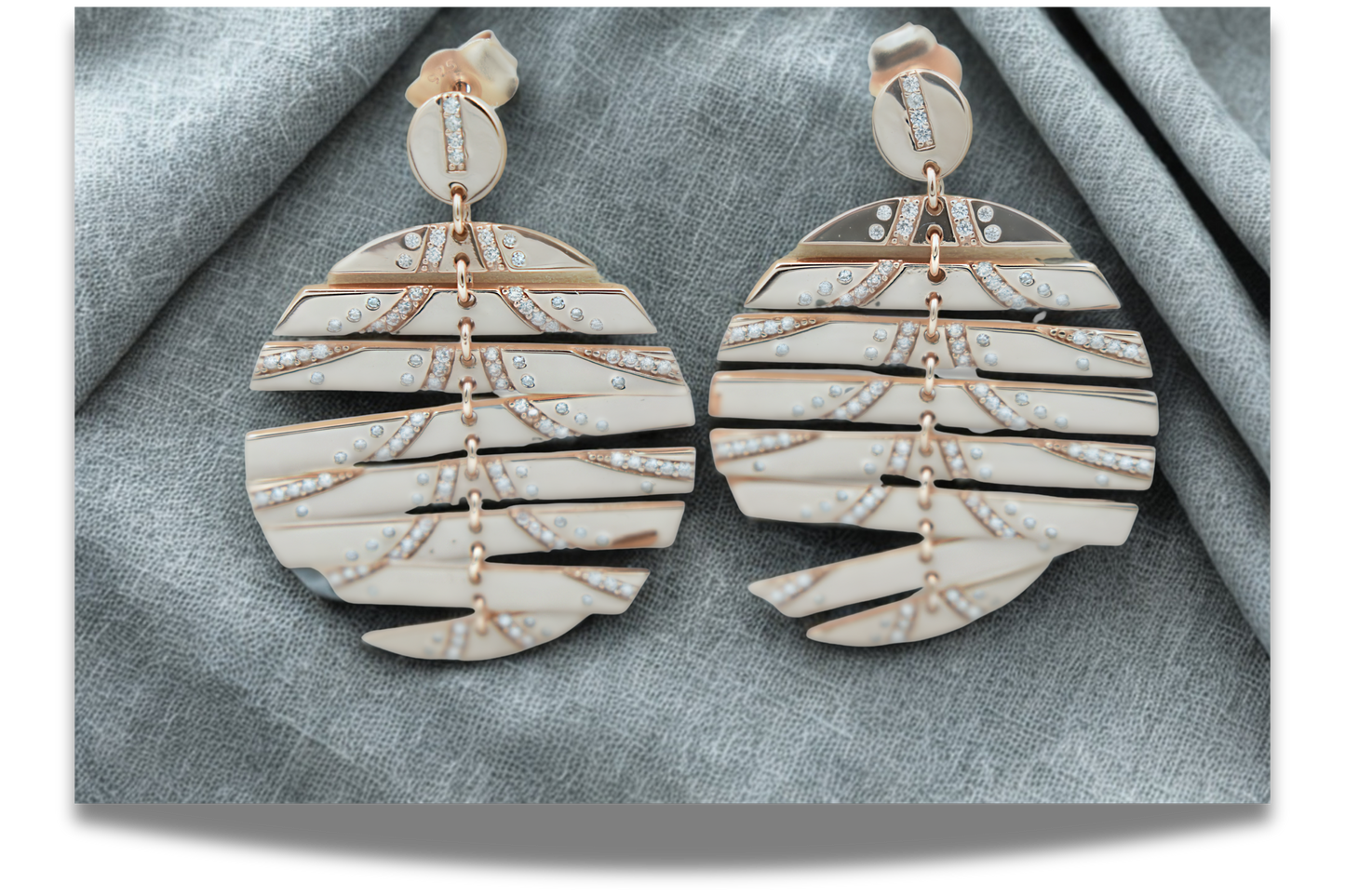 Rose Gold Palm Fan Statement Earrings