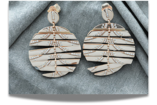 Rose Gold Palm Fan Statement Earrings