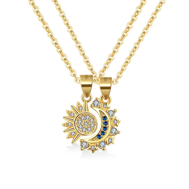 Sun & Moon Pendant Necklace | Gold Plated