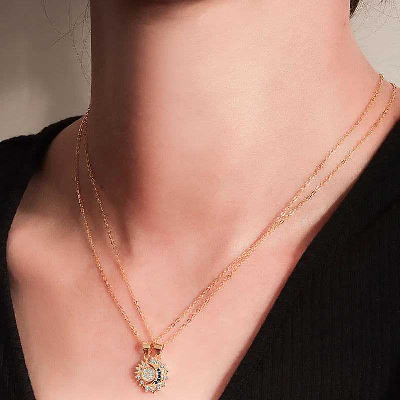 Sun & Moon Pendant Necklace | Gold Plated