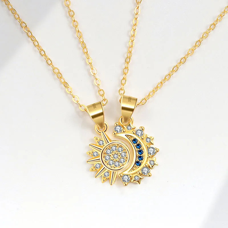 Sun & Moon Pendant Necklace | Gold Plated