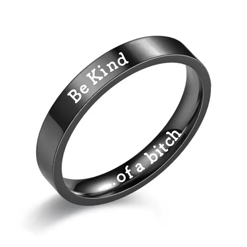 Be Kind Stay Fierce Ring | Black Finish | Sterling Silver | Gold Plated | Black