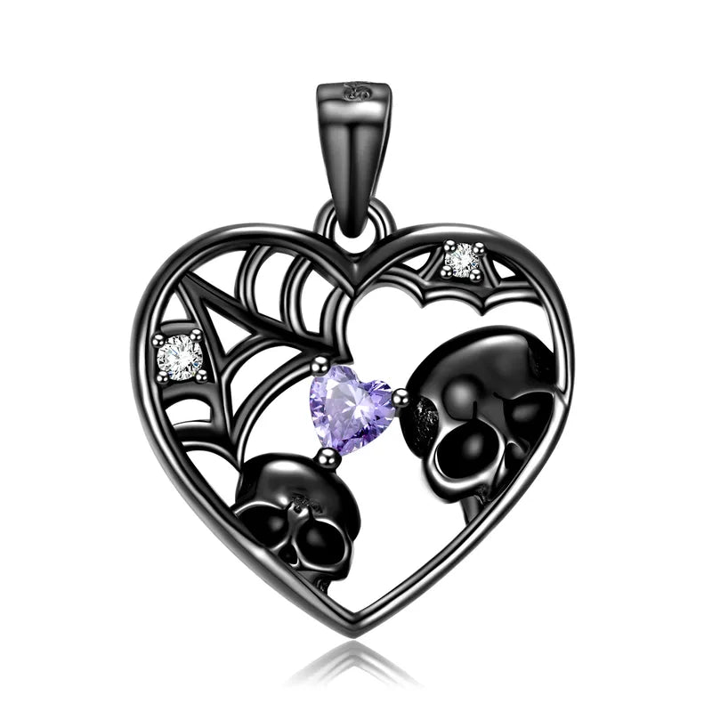 Heart Skull Pendant Necklace